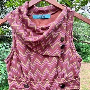 Karlie Chevron Stripe Dress Sleeveless Knit May Fit Small or Medium